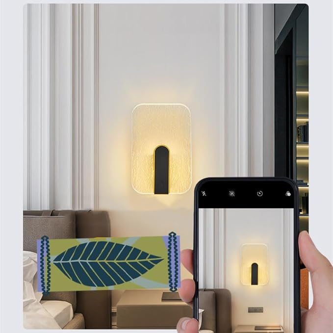 Acrylic Wall Lamp Modern Bedroom Bedside Lamp Minimalist Corridor Aisle Stair Light Study Living Room Background Wall Sconces Indoor Decoration (Rectangle)