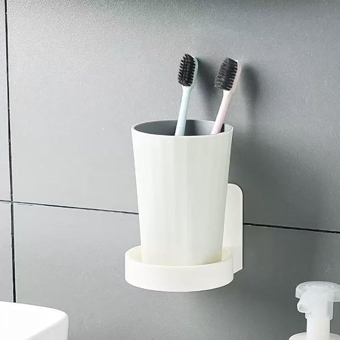 2PCS Adhesive Plastic Round Floating Wall Shelf, Wall Mounted Cup Holder Shower Organizer Bottle Racks