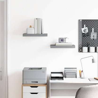 Floating Wall Shelves 2 pcs Gray 15.7"x9.1"x1.5" MDF, Invisible Mounting System for Display, Modern Honeycomb MDF and Metal Frame, Durable Storage Rack for Books