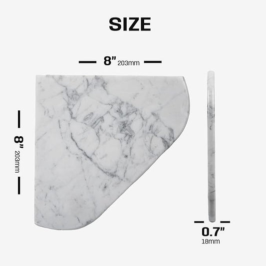 Marble Corner Shower Shelf, 8 Inch Carrara White Marble Corner Shelf for Bathroom Shower Decor, Wall Mounted, Polished, 1 Pc