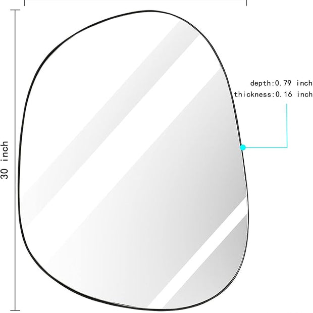 Asymmetrical Wall Mirror for Decor 23"*30", Modern Black Framed Wall Mirror for Living Room Bathroom Bedroom Entryway ELE-STOU-0064B