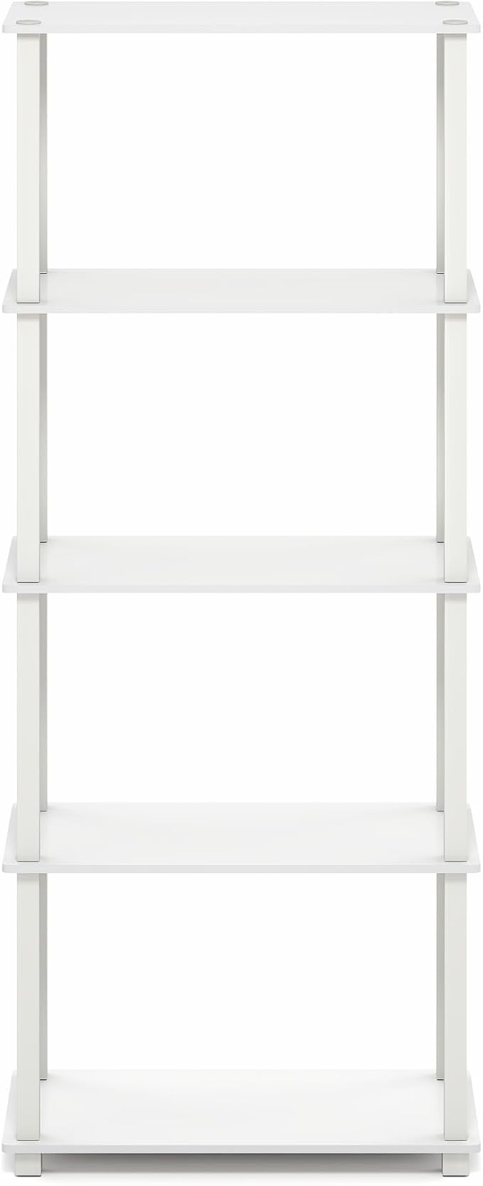 Furinno Turn-S-Tube Book Shelf, 5-Tier Toolless Storage Shelves with Square Tubes, Shelving Unit for Organization and Storage for Living Room, Home Office, White