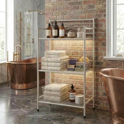 Bath Bliss Satin 3 Tier Storage Shelf Nickel | Dimensions: 17.3"x 10.6"x 35.8" | 3 Tier Storage | Free Standing | Rust Resistant | Satin