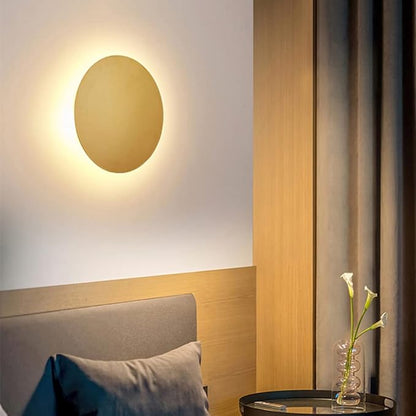 Gold Modern Wall Sconce Round Disc Sconces Wall Lighting Metal Circular Stairwell Lighting 3000K Warm LED Wall Lights for Living Room Bedroom Stairway - 16"