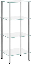 HOOBRO Glass Shelf, 4 Tier Bathroom Standing Shelf Unit, Tempered Glass Shelving Stand for Small Space, Perfume Stand Organizer, Space-Saving, for Bathroom, Bedroom, Steel Frame, Silver SV04CJ01
