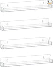 LikeU Nail Polish Rack Wall Mounted Shelf 4 Pack, Clear Acrylic Holder Organizer With Removable Anti-slip End Inserts, 4 Tiers Floating Display for 60 Bottles