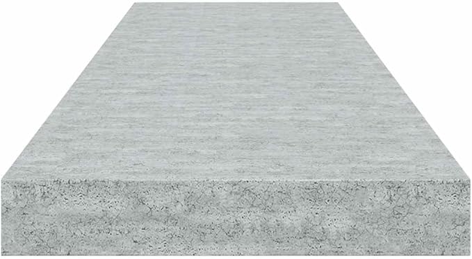 Concrete Grey Floating Wall Shelf with Invisible Mounting System, 31.5 x 9.3 x 1.5 Inches, Modern Honeycomb MDF and Metal Design for Home Office Decor