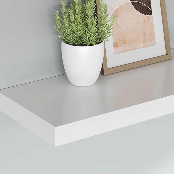 White Honeycomb MDF Floating Wall Shelf with Metal Brackets, Modern Design for Living Room Bedroom Office, Sturdy Storage Solution, Easy Installation and Maintenance,