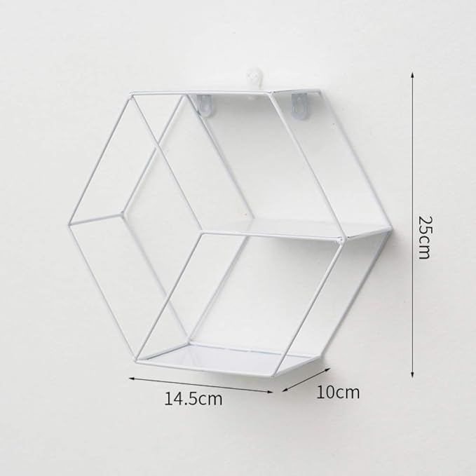 Ochine Wall Mounted Floating Shelves Rustic Round Storage Display Hexagonal Wall Hanging Shelf Home Decor for Living Room, Bedroom, Bathroom, Office, Kitchen