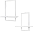 PHOENANCEE Square Wall Shelf,Framed Floating Shelves Set of 2,Decorative Plants Hanging Display Chic for Living Room Bedroom Bathroom Home Office,Soild Wood,L+S,White
