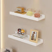 Z metnal Small Floating Shelves, Natural Wooden Display Wall Shelf for Picture Ledge, Nursery Floating Shelves, White, Wall Mounted, 12 x 5.5 inch, 2 Pcs