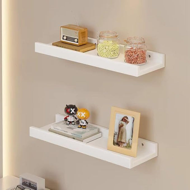 Z metnal Small Floating Shelves, Natural Wooden Display Wall Shelf for Picture Ledge, Nursery Floating Shelves, White, Wall Mounted, 12 x 5.5 inch, 2 Pcs