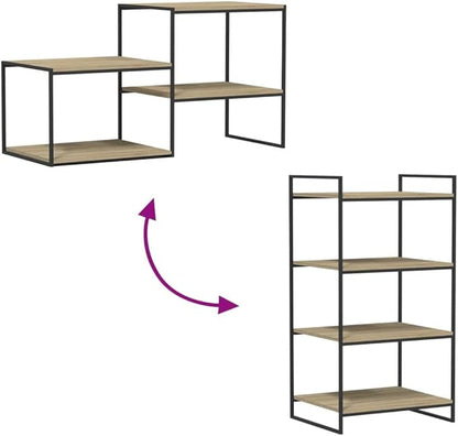 Set of 8 Sonoma Oak Floating Shelves 23.6 x 19.7 in, Engineered Wood Wall Mounted Storage Display Boards for Books, Plants, and Home Decor, Matte Finish
