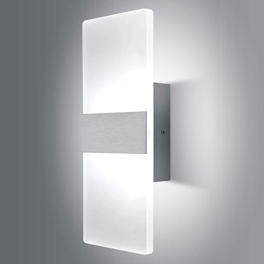 Lightess Modern Wall Sconce Dimmable 12W, Up Down Wall Lights Acrylic LED Wall Lamp for Hallway Bedroom Corridor, Cool White, HS521-1