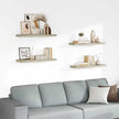 Set of 4 Oak Floating Wall Shelves, Modern Minimalist Honeycomb MDF and Metal Design for Secure Display and Storage, 31.5