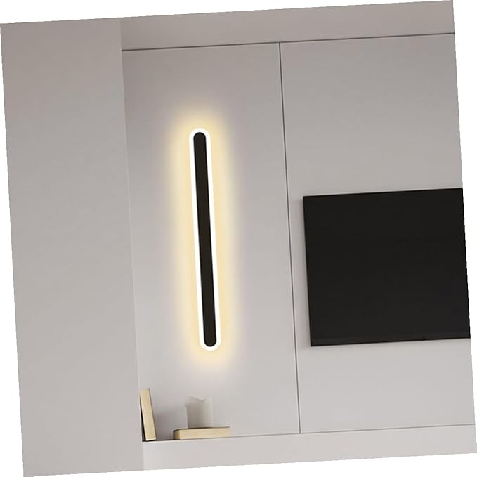 Vaguelly Minimalist LED Wall Lamp Black Frame Warm Light Modern Bedroom Backdrop Wall Light for Living Stairway Compact Indoor Sconce with Cozy Illumination and Easy Installation