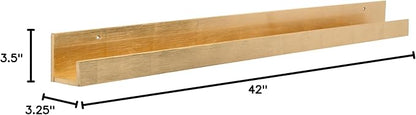 Kate and Laurel Levie Modern Floating Wall Shelf Picture Frame Holder Ledge, Gold