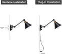 TRLIFE Wall Sconce Plug in, Dimmable Wall Sconces Swing Arm Wall Lights with Plug in Cord, Wall Mounted Light with Dimmer On/Off Knob Switch, UL Listed(2 Pack, 2 Bulbs Included)