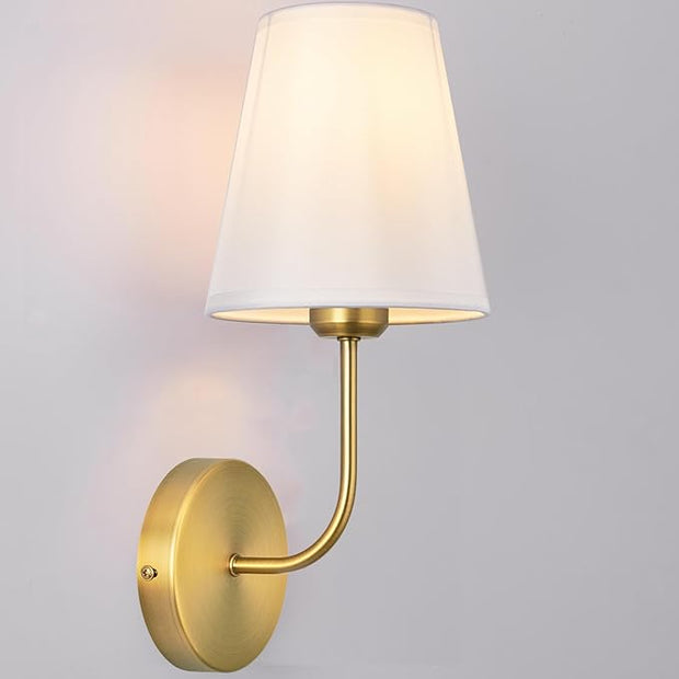 Antique Brass Hardwired Wall Sconce Set of 2 - Gold Finish with White Fabric Shades，Bedroom Lighting, Living Room, Farmhouse, Fireplace, Hallway, Bedside Lamp,Bathroom Wall Lights