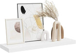 White Honeycomb MDF Floating Wall Shelf with Hidden Mounting, 31.5 x 9.3 x 1.5 Inches, Modern Minimalist Design for Home Office Decor, Durable Storage Display