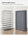 SONGMICS 10-Tier Shoe Rack, Shoe Storage Cabinet with Dustproof Cover, Free-Standing Shoe Storage Organizer for Closet, Entryway, Hold 40-50 Pairs of Shoes, for Sneakers, High Heels, Gray URXJ36G