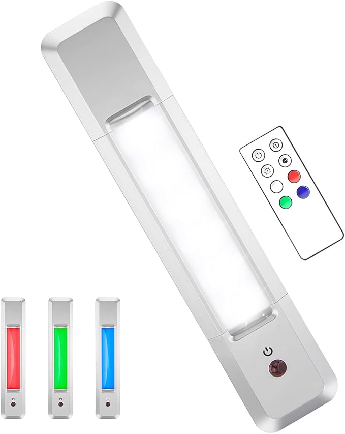 BIGMONAT Under Cabinet Lights with 4 Color Changing,Remote Bar Light Battery |Stick on Counter Shelf Closet Light with Brightness Dimmable and Timer Indoor for Cabinet Closet Kitchen Stair