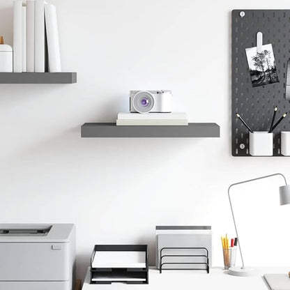 High Gloss Grey Floating Wall Shelf Honeycomb MDF Metal 19.7 Inch Modern Display Storage for Decor Books Awards