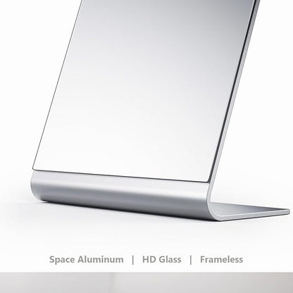 12"x7" Frameless Flat Makeup Mirror, Free Standing Vanity Mirror for Bathroom Countertop, Desk or Jewelry Display, Perfect for Makeup & Shaving