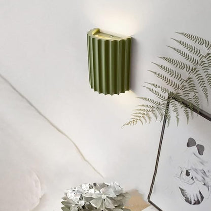 7 Inch Large Contemporary Wall Sconce Modern Wall Light Up and Down 2 Lights Nordic Green Wall Mounted Lamp Half Cylinder Resin Plaster Sconces Lighting for Living Room Stairway