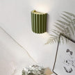 7 Inch Large Contemporary Wall Sconce Modern Wall Light Up and Down 2 Lights Nordic Green Wall Mounted Lamp Half Cylinder Resin Plaster Sconces Lighting for Living Room Stairway