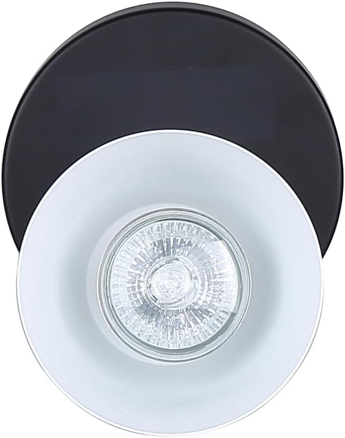 Canarm Radley 1-Light Ceiling or Wall Light, Matte Black and White Metal Shade, Minimalist Design with Adjustable Head, Ideal for Kitchen, Hallway, or Living Room