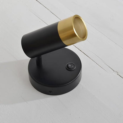 Wall Sconce with Switch,Black and Gold Bedroom Lights for Wall Hardwired,Modern Sconces Wall Light with Rotatable Lampshade,Industrial Wall Lamps for Living Room,Corner,Hallway,Nightstand,Wall Decor