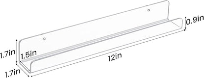upsimples 8 Pack Vinyl Record Wall Mount Shelves, 12" Vinyl Holder for Album Record Storage & Display, Clear Acrylic Floating Shelves for Wall Decor, Kids Bookshelf, Magazine Rack, Picture Ledge | Vinyl Holder, Album Record Storage, Display, Wall Decor...
