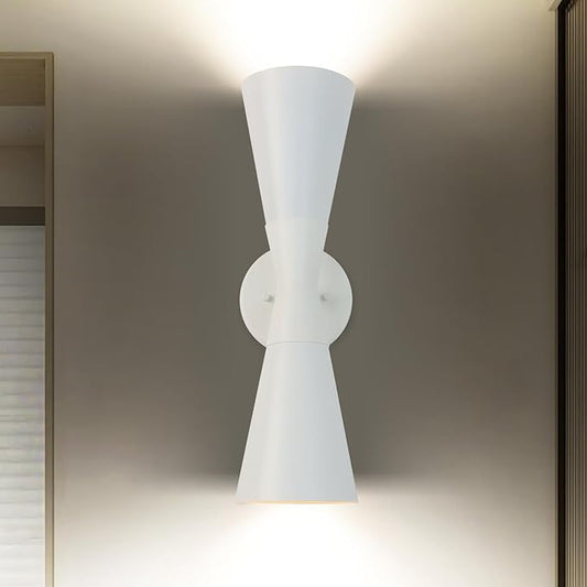 Modern Indoor Wall Sconce Up and Down White Wall Sconce Mid Century Indoor Wall Light Fixture Hardwired Wall Mounted Lamp for Living Room Bathroom Bedroom Hallway 13 Inch