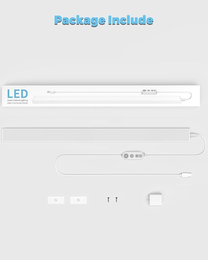 ASOKO Plug-in Under Desk Light, 24Inch LED Workbench Lights with Super Brighten 900Lumen and 3 Temps (3000K/4000K/6000K) for Kitchen Sink/Desk/Workbench-No Motion Sensor Unction
