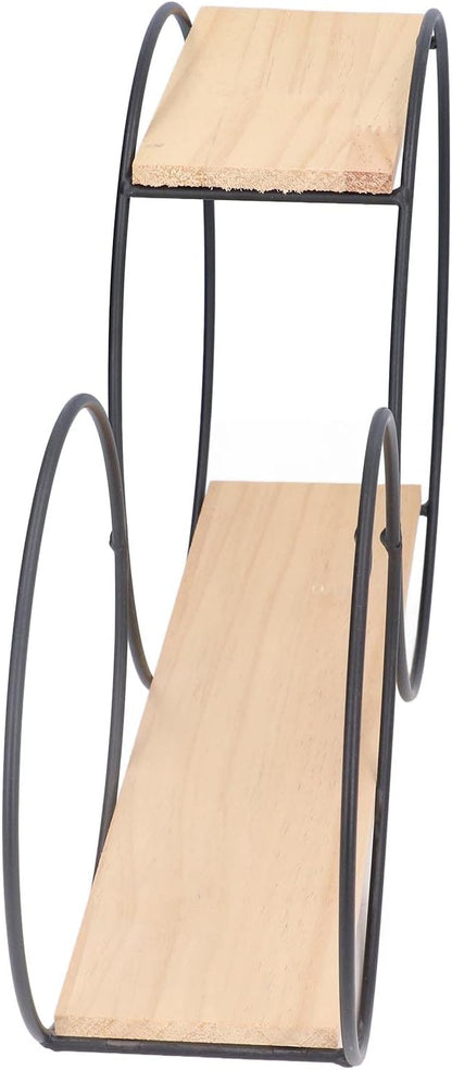 Circle Wall Shelf, Circle Metal Wood Wall Shelves Black Firmly Welded Iron Log for Office for Living Room for Tea House