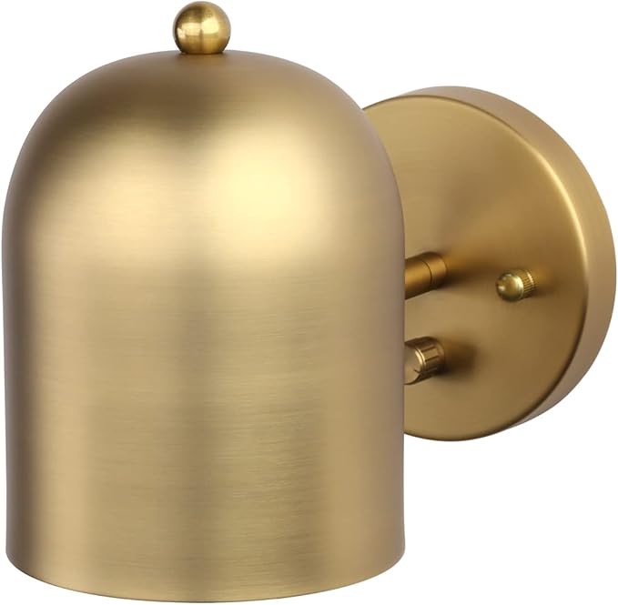 Pathson Modern Dimmable Wall Sconce Hardwired, Brass Finish Wall Light Lamp Adjust Light Head, E26 Bulb Base Reading Wall Lighting Decor for Living Room Bedroom Hallway