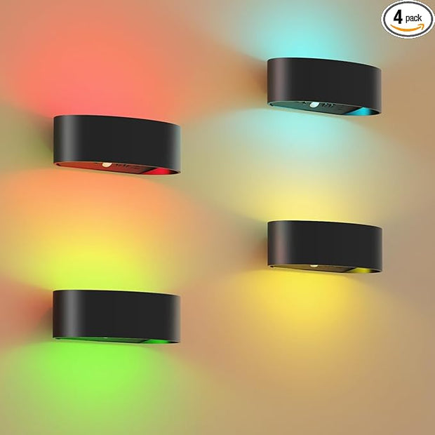 Motion Sensor Wall Light, 5000mAh Rechargeable Battery Operated Motion Sensor Light Indoor with Remote, 15 RGB and 3 Colors Dimmable, Wireless Wall Sconces for Hallway, Living Room, Stair, Bedroom