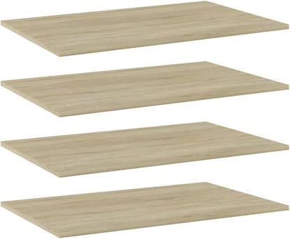 Wall Mounted Floating Shelves Set of 4, Sonoma Oak Wood Storage Shelves for Books, Decor, Plants, Minimalist Display Shelves for Living Room Office Library