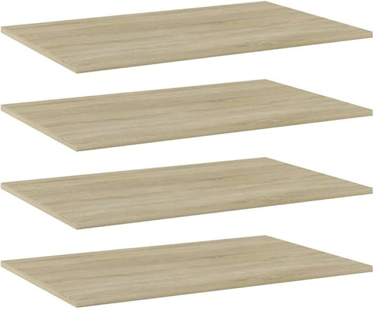 Wall Mounted Floating Shelves Set of 4, Sonoma Oak Wood Storage Shelves for Books, Decor, Plants, Minimalist Display Shelves for Living Room Office Library