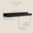 (24 in | 61 cm) Black Pine Wood Wall Mounted Floating Picture Ledge Shelf | Ideal for Bedroom, Kitchen, Bathroom, Office, Easy Installation, Mounting Hardware Included