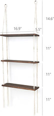 Mkono Macrame Wall Hanging Shelf 3 Tier Wood Floating Shelves with Cute Woven Rope Boho Room Decor Display Photos Plant Hanging Storage Shelves for Bathroom, Bedroom, Living Room, Nursery