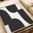 Nationcog Minimalist Black Beige Shapes Art, Mid-Century Contemporary Wall Decor, Large Trendy Modern Home Accent, Handmade Gift Design (Unframed) (20x30)