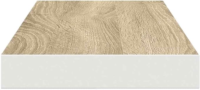 Floating Wall Shelf Modern Design Oak White Honeycomb MDF 23.6x9.3x1.5 Inches for Living Space Office Display Storage Minimalist Style