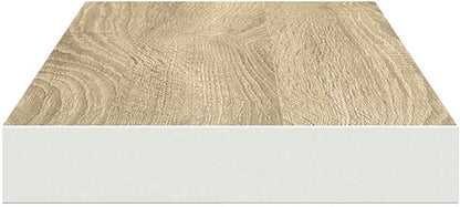 Wall Shelf Set of 4 Oak and White Honeycomb MDF with Metal Standard, Floating Shelves for Living Room Office, Invisible Mounting System, Durable Display Storage Organizer