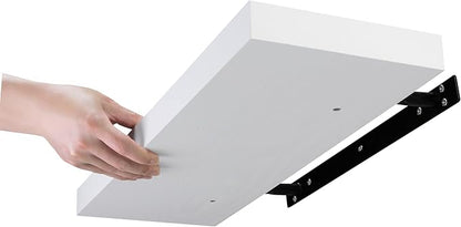 LA GRANGE RANGE® 23.6" Floating Shelves For Wall, 2x Pack Wall Shelves for Storage & Décor, Perfect for Bathroom, Bedroom, Kitchen, Living Room, Natural Wood Finish with Hidden Bracket (Glacial White)