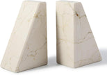 Koville Marble Bookends for Shelves, Large Bookends for Heavy Books, Non-Slip Heavy Duty Book Stopper for CD/Movies, Aesthetic Decorative Bookends for Shelves Table Home Decor(Beige)