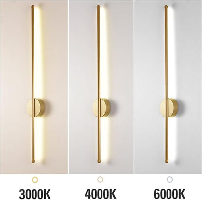 Nordic LED Linear Wall Sconce - Minimalist Aluminum Light for Living Room, Bedroom, and More(Glod,100cm)