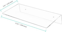6 Pack Acrylic Floating Shelves, 12 x 6 inch Clear Wall Mounted Display Storage Rack, 4.5 mm Thick Invisible Acrylic Shelf for Living Room, Office, Bedroom
