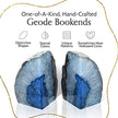 Nature's Decorations Blue Agate Bookends – A+ Grade Geode Heavy Duty Decorative Stone Crystal for Shelves & Bookcases, Natural Polished Bookshelf Decor, 1 Pair 3-4Lbs